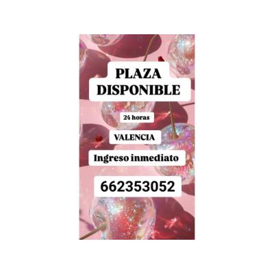 PLAZA DISPONIBLE 24/7 EN VALENCIA